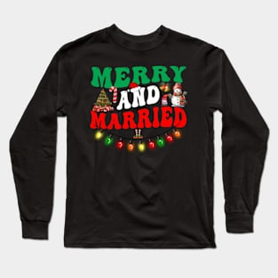 Merry and Married First Christmas Pajama Couples Matching Long Sleeve T-Shirt